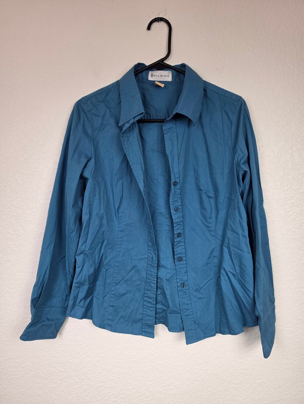 Bill Blass Blue Cotton Blend Button-Up Shirt Medium
